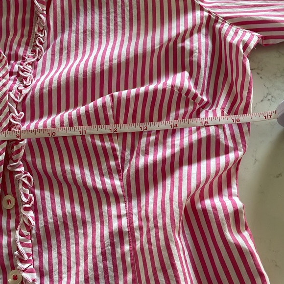 Lilly Pulitzer Button Down Long Sleeve Size 2 Striped Pink and White Shirt - Picture 6 of 12